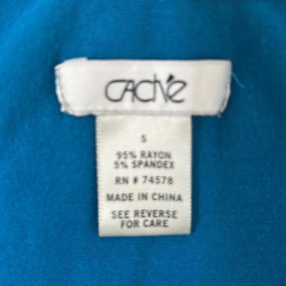 Cache Blue Ruffle Neck Cold Shoulder Top Size S - Picture 3 of 3